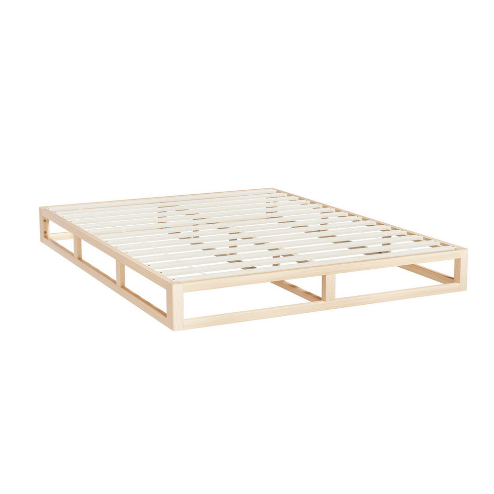 Kalam Minimalist Solid Pinewood Bed Frame - Queen