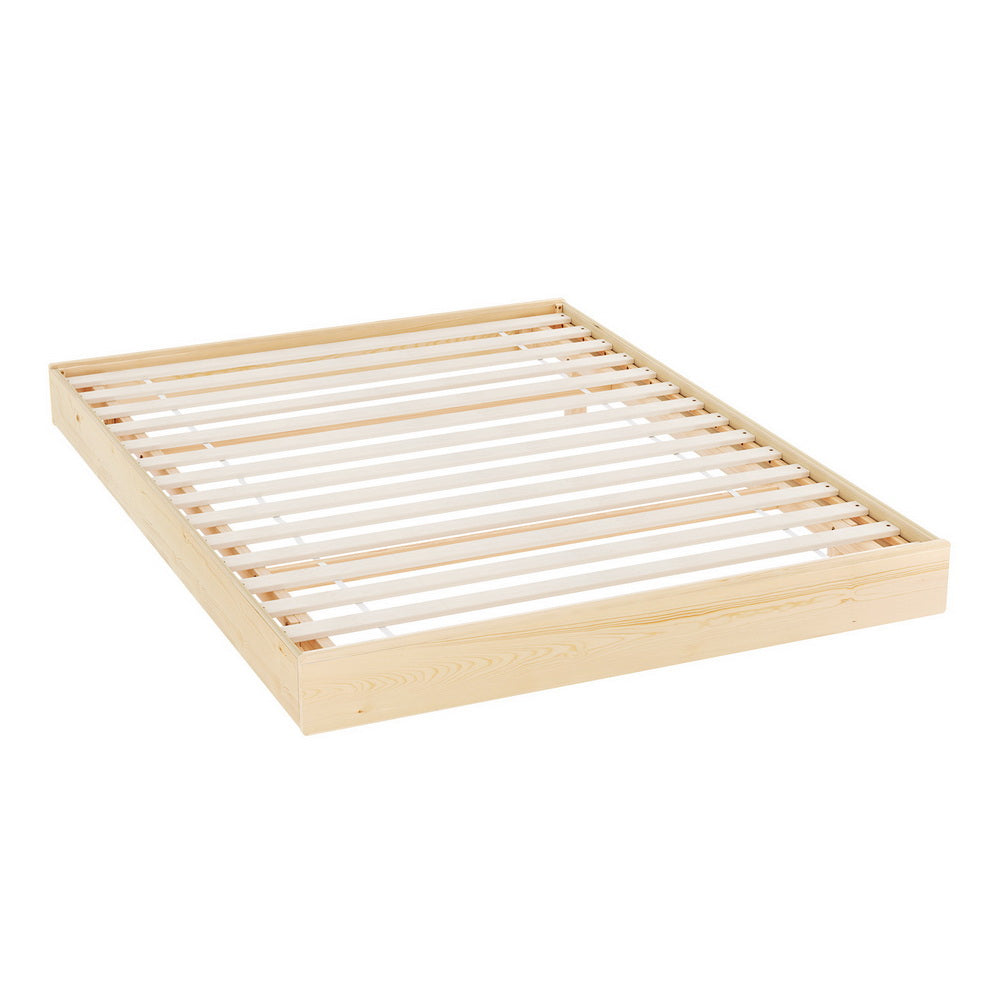 Odin Double Floating Style LED Solid Pinewood Bed Frame