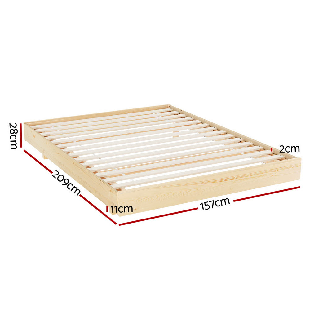 Queen Package | Odin Floating Style LED Pinewood Bed Frame & Bonita Pillow Top Mattress (Medium Firm)