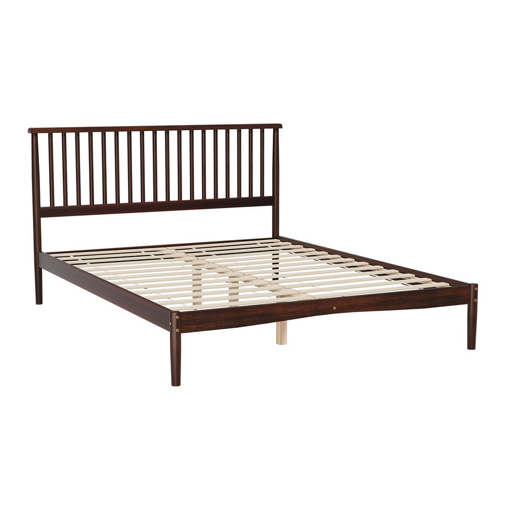 Vise Queen Solid Pinewood Bed Frame Walnut