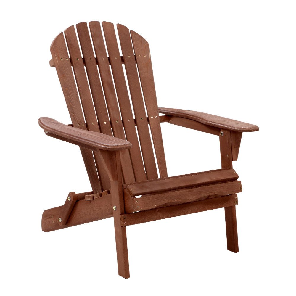 Adirondack Outdoor Chairs Wooden Foldable Beach Chair Patio Furniture Brown - Furniture > Outdoor - Bedzy Australia