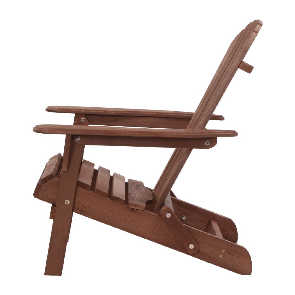 Adirondack Outdoor Chairs Wooden Foldable Beach Chair Patio Furniture Brown - Furniture > Outdoor - Bedzy Australia