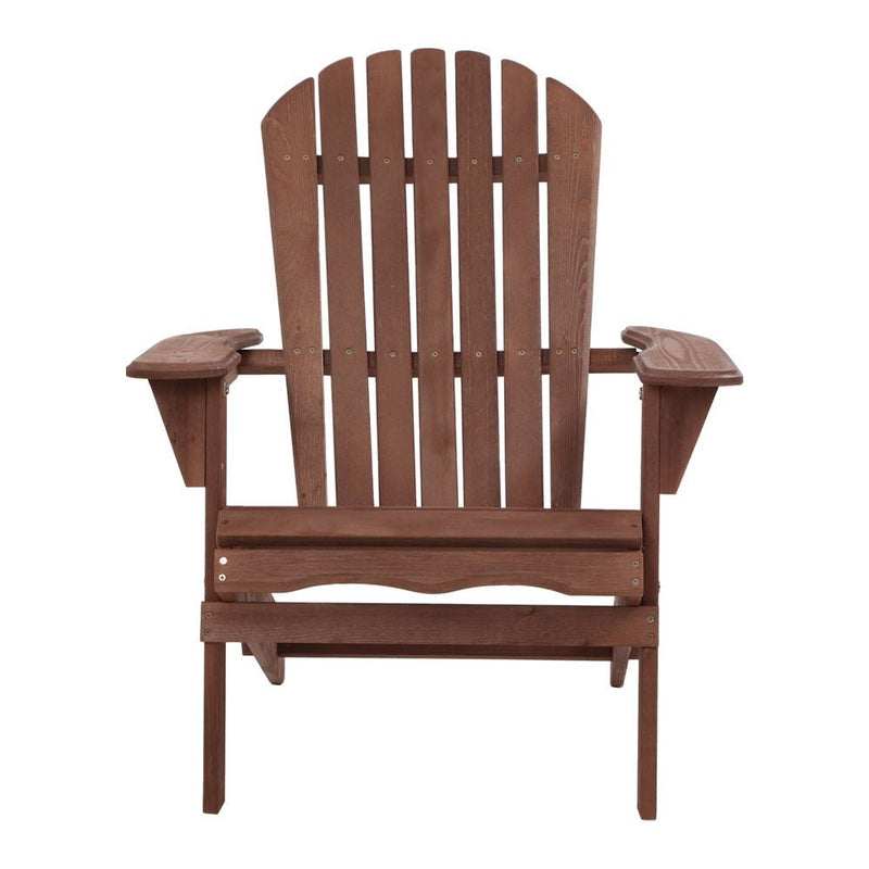 Adirondack Outdoor Chairs Wooden Foldable Beach Chair Patio Furniture Brown - Furniture > Outdoor - Bedzy Australia