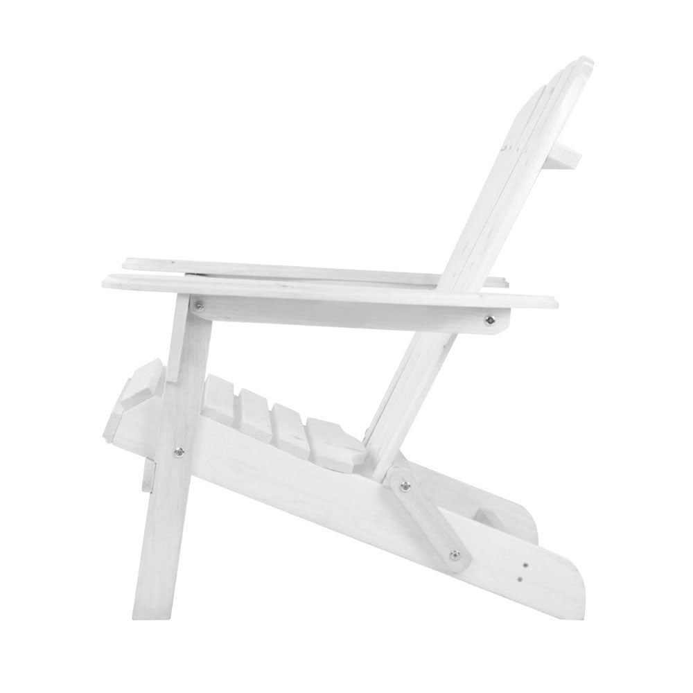 Adirondack Outdoor Chairs Wooden Foldable Beach Chair Patio Furniture White - Furniture > Outdoor - Bedzy Australia