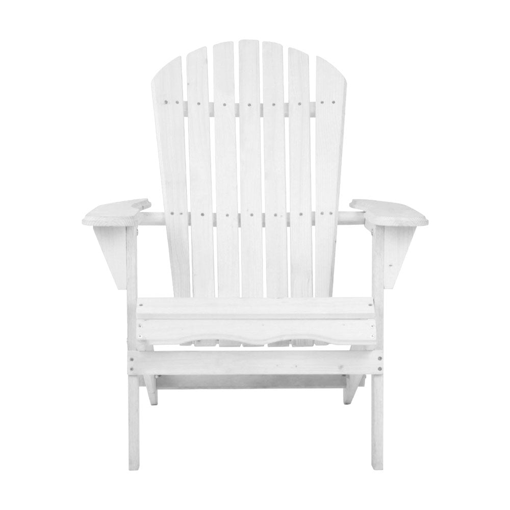 Adirondack Outdoor Chairs Wooden Foldable Beach Chair Patio Furniture White - Furniture > Outdoor - Bedzy Australia