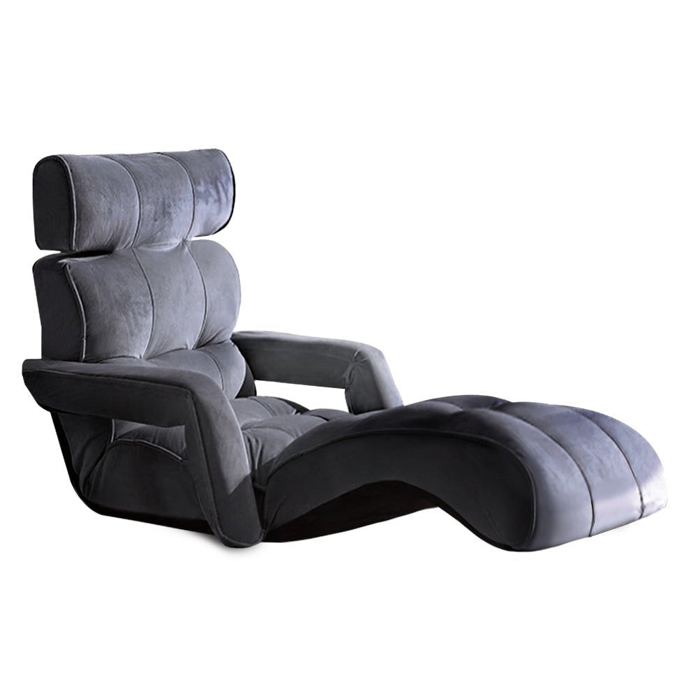 Adjustable Lounger with Arms - Charcoal - Bedzy Australia