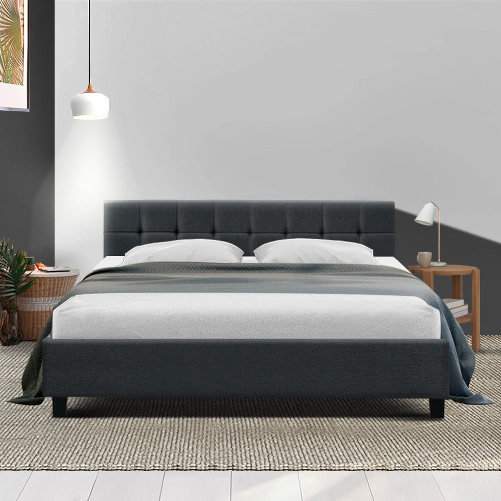 Agnes King Bed Frame Charcoal - Bedzy Australia