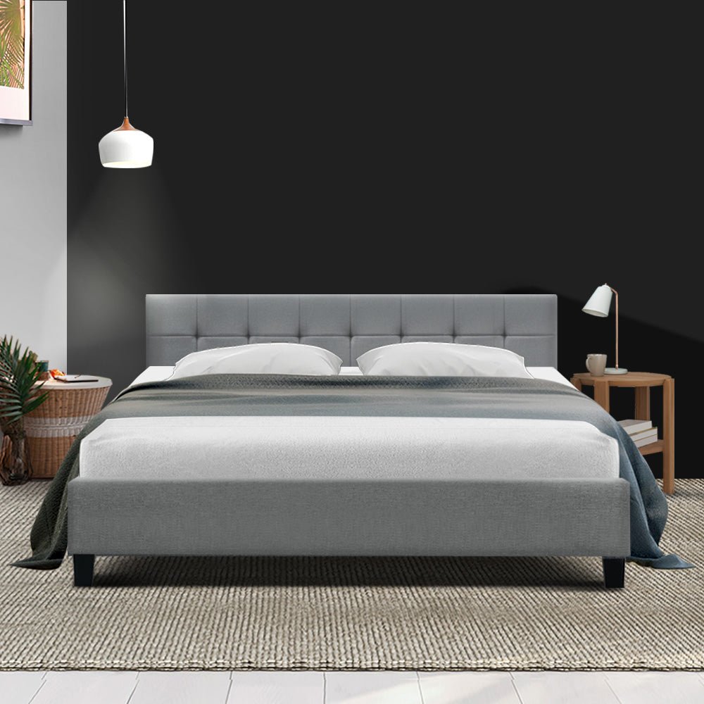 Agnes King Bed Frame Grey - Bedzy Australia