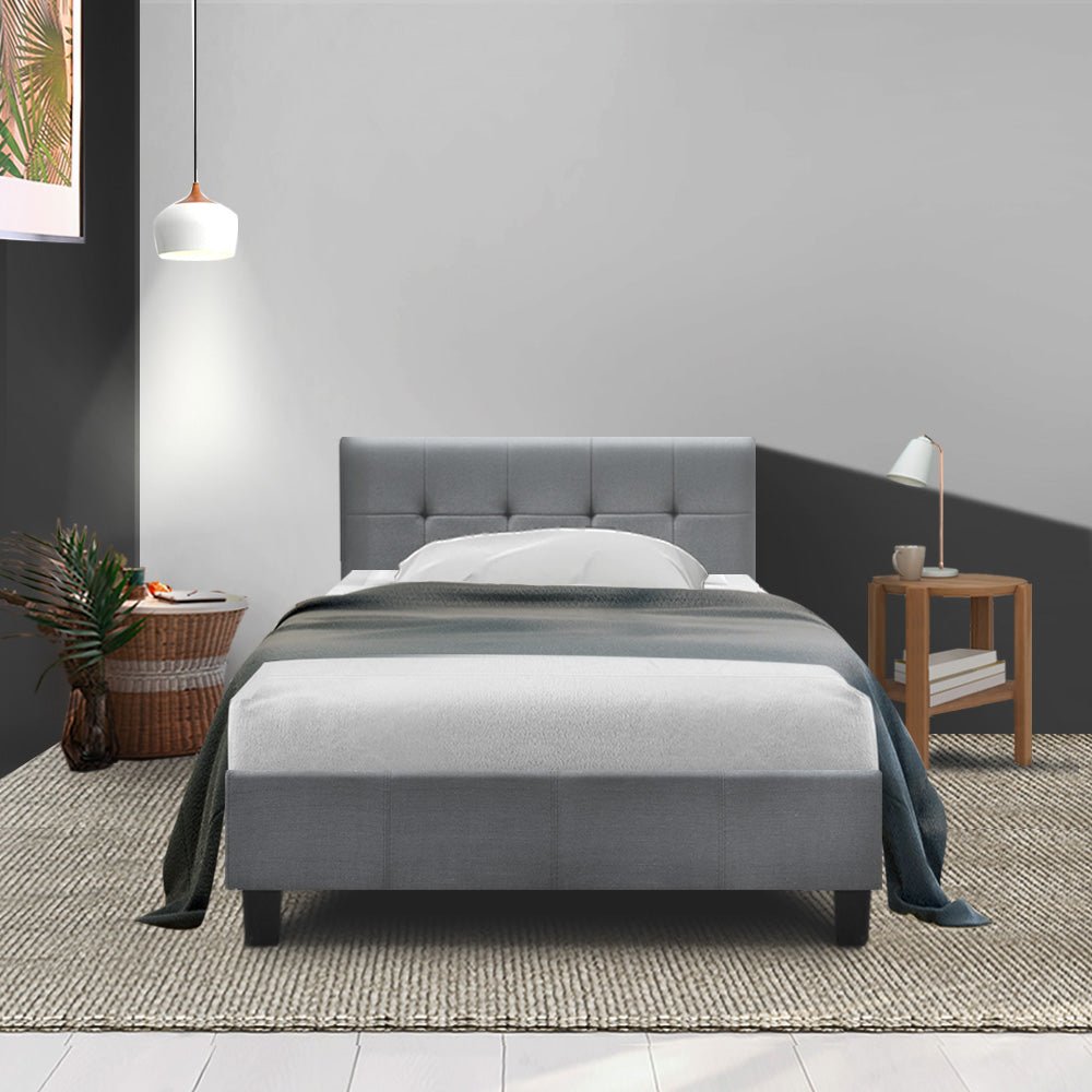 Agnes King Single Bed Frame Grey - Bedzy Australia