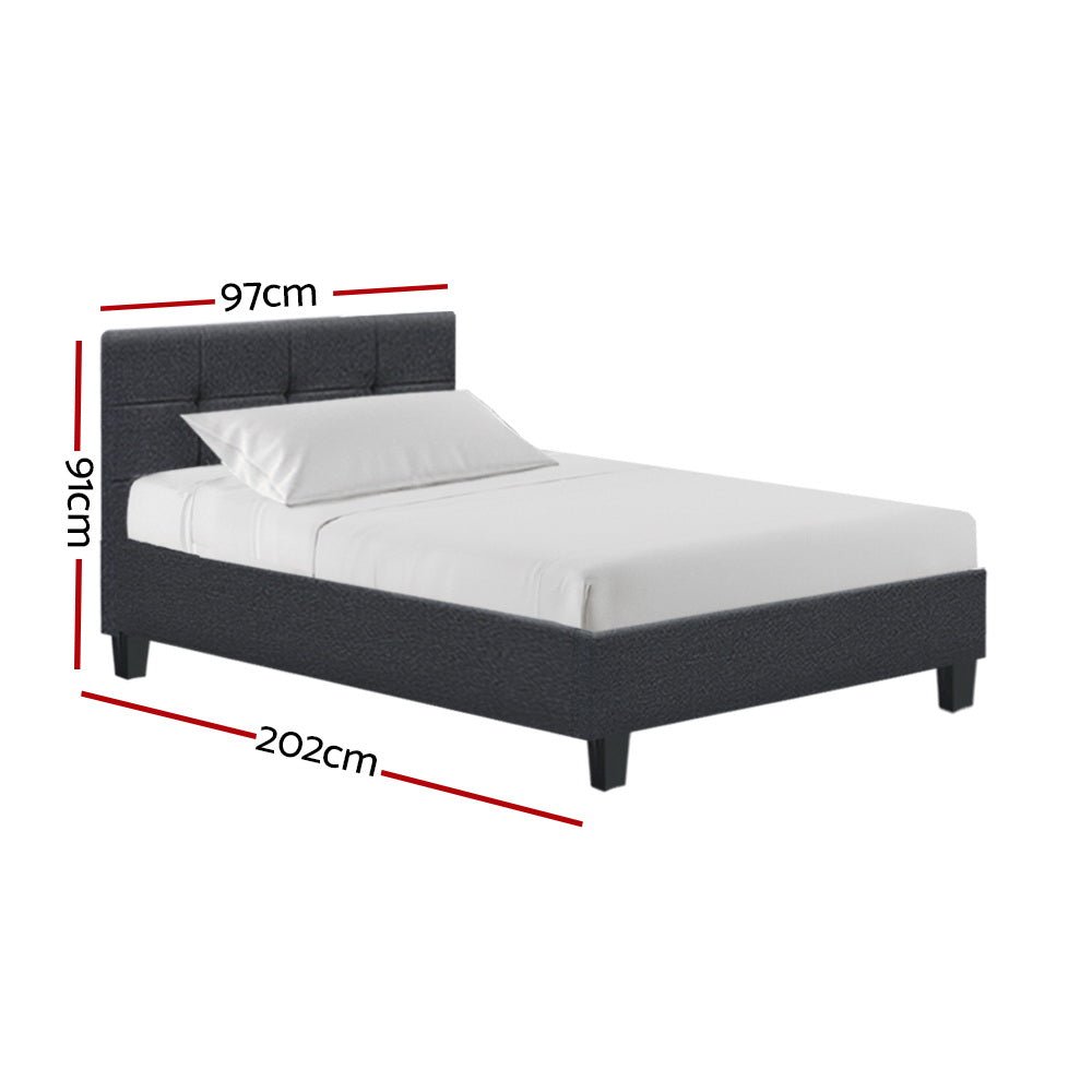 Agnes Single Bed Frame Charcoal - Bedzy Australia