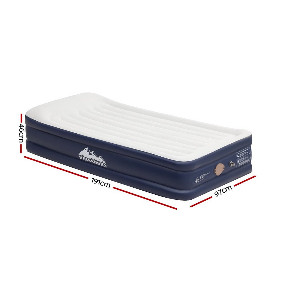 Air Mattress Single Inflatable Bed 46cm Air bed Grey - Home & Garden > Inflatable Mattress - Bedzy Australia