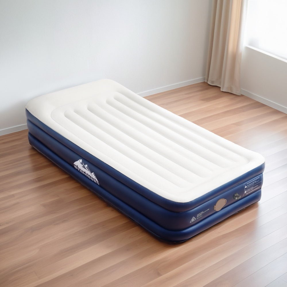 Air Mattress Single Inflatable Bed 46cm Air bed Grey - Home & Garden > Inflatable Mattress - Bedzy Australia