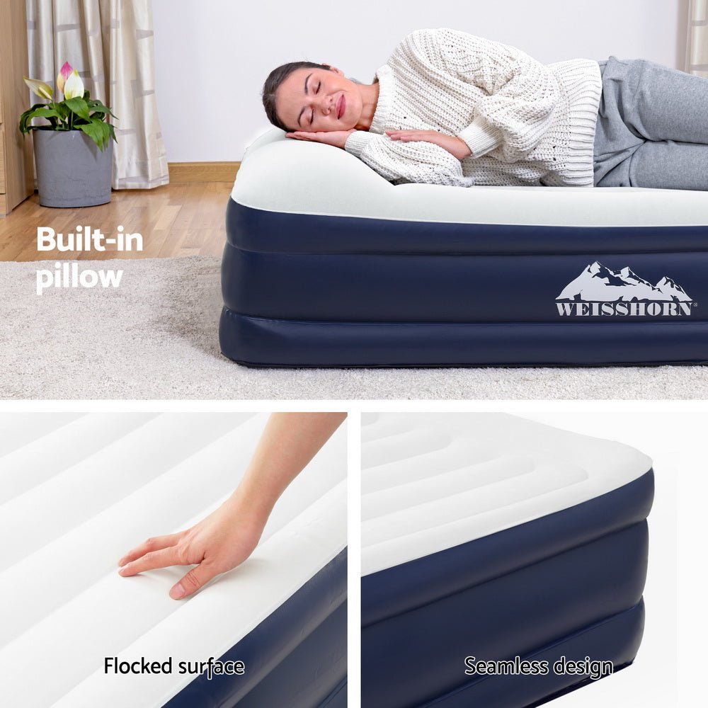 Air Mattress Single Inflatable Bed 46cm Air bed Grey - Home & Garden > Inflatable Mattress - Bedzy Australia