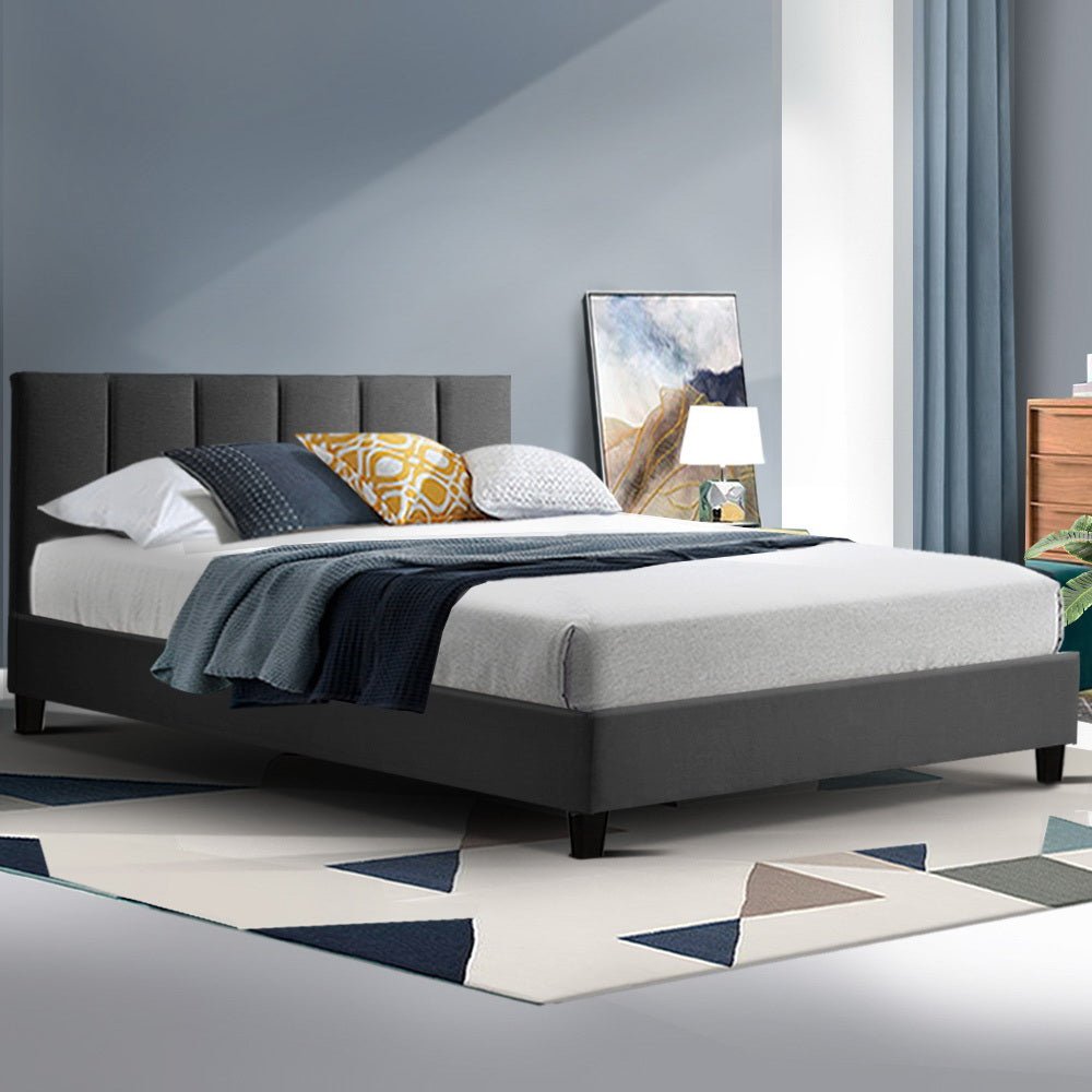 Alma Double Bed Frame Charcoal - Bedzy Australia