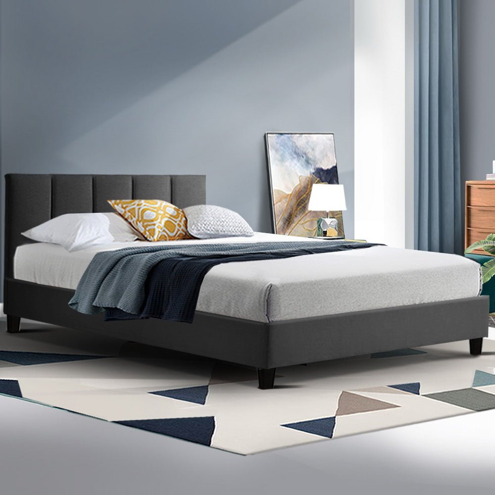 Alma King Single Bed Frame Charcoal - Bedzy Australia