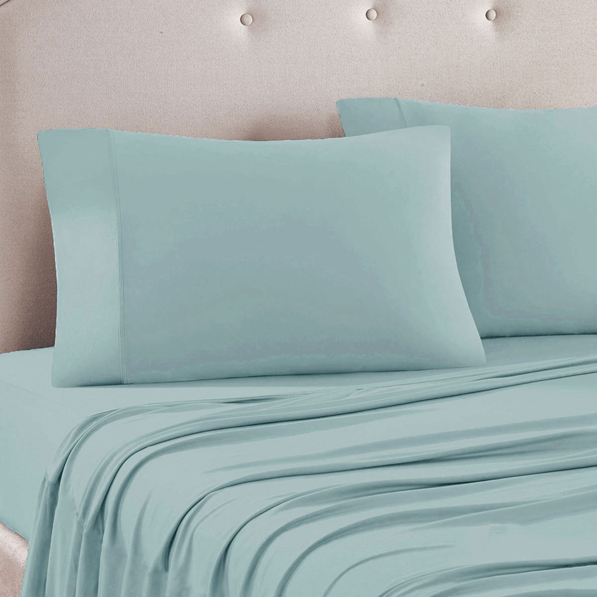 Art Terrace Microfiber Sheet Set King 33cm Wall Ice Blue - Home & Garden > Bedding - Bedzy Australia