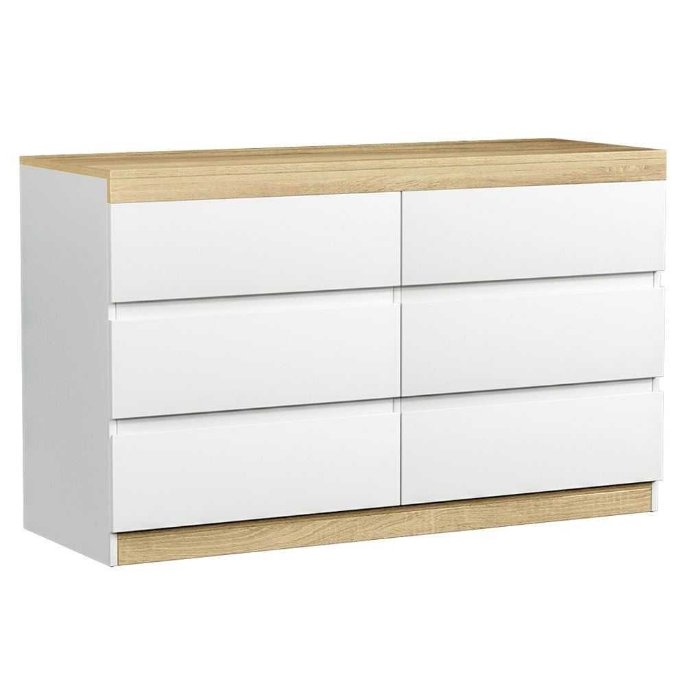 Artiss 6 Chest of Drawers Cabinet Dresser Table Tallboy Storage Bedroom White - Furniture > Bedroom > Dressers - Bedzy Australia