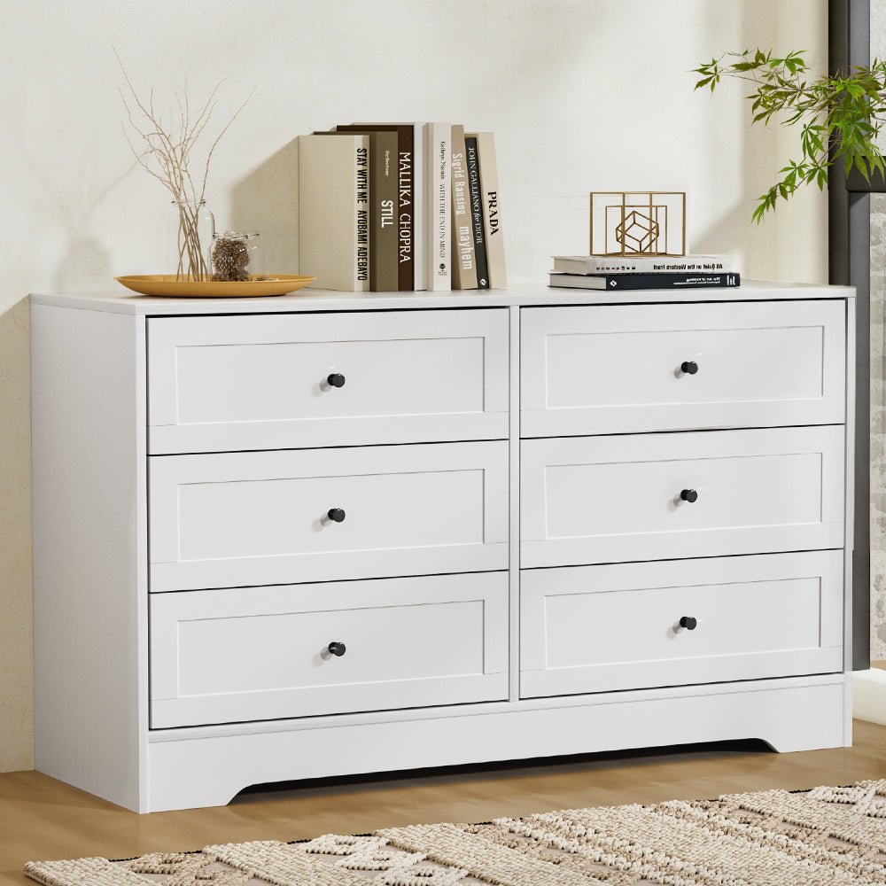 Artiss 6 Chest of Drawers - LEIF White - Furniture > Bedroom > Dressers - Bedzy Australia