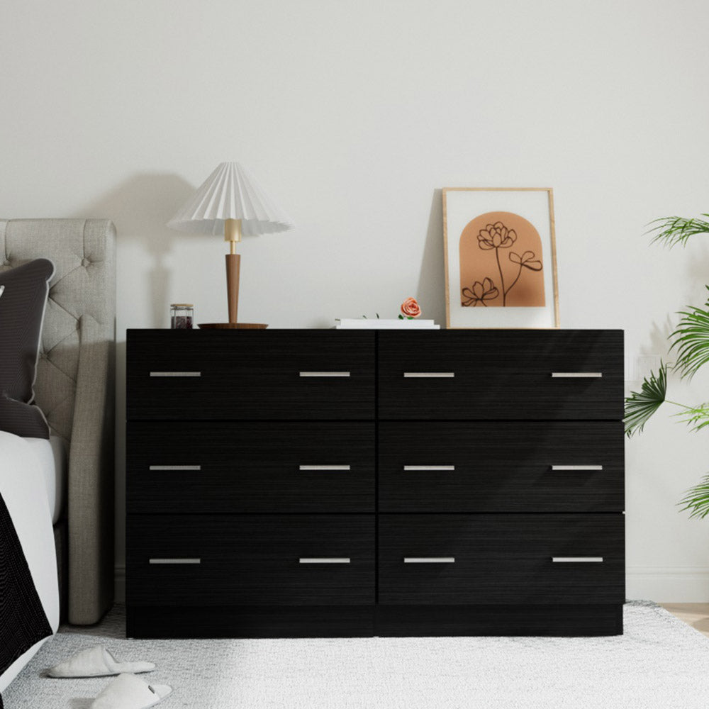 Artiss 6 Chest of Drawers - VEDA Black - Furniture > Bedroom > Dressers - Bedzy Australia