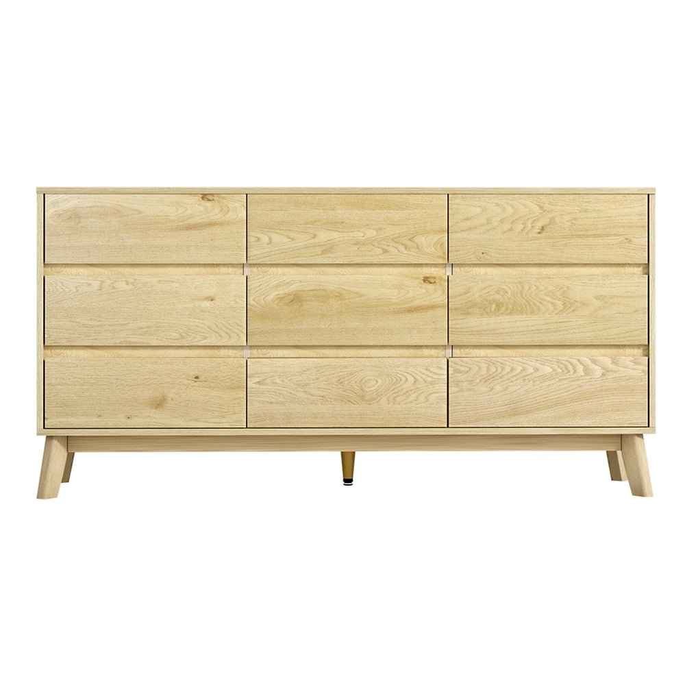 Artiss 9 Chest of Drawers Tallboy Cabinet - XAVI Pine - Furniture > Bedroom > Dressers - Bedzy Australia