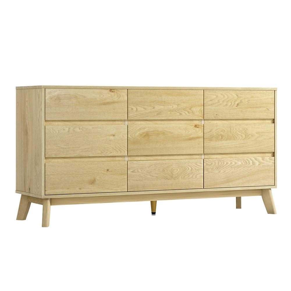 Artiss 9 Chest of Drawers Tallboy Cabinet - XAVI Pine - Furniture > Bedroom > Dressers - Bedzy Australia