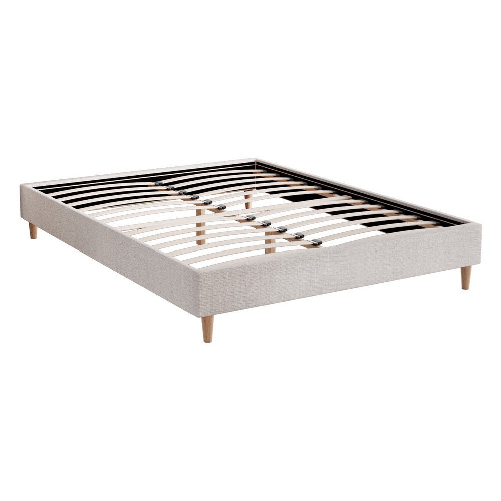 Artiss Bed Frame Double Size Beige ZORA - Furniture > Bedroom - Bedzy Australia