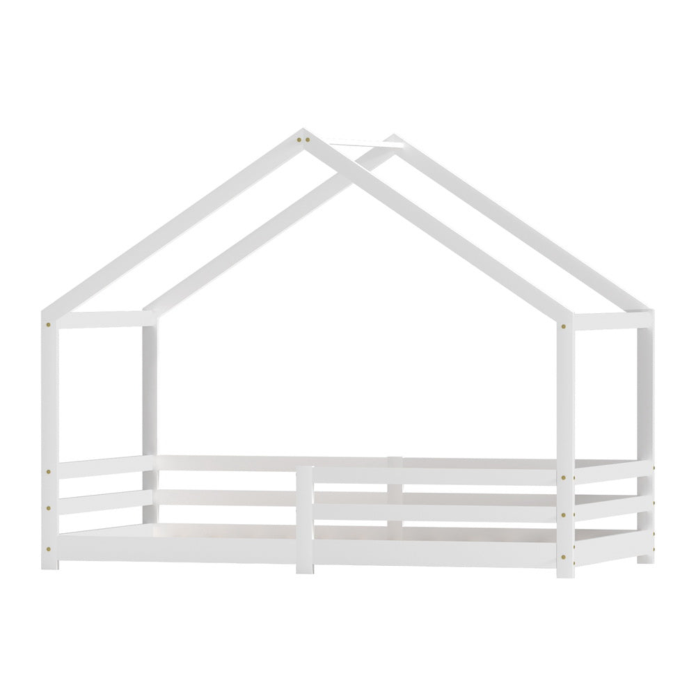 Artiss Bed Frame Wooden Kids Single House Frame White AMOS - Furniture > Bedroom - Bedzy Australia