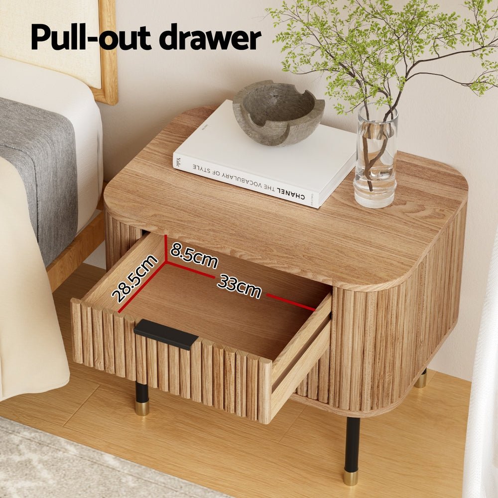 Artiss Bedside Table 2 Drawers Paulownia Wood Pine - Furniture > Bedroom > Bedside Tables - Bedzy Australia