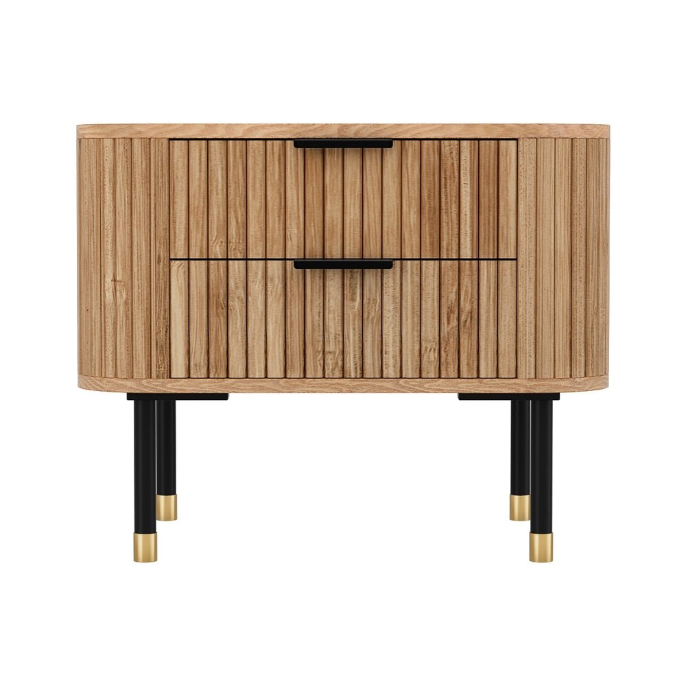 Artiss Bedside Table 2 Drawers Paulownia Wood Pine - Furniture > Bedroom > Bedside Tables - Bedzy Australia