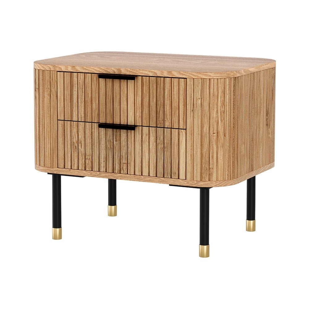 Artiss Bedside Table 2 Drawers Paulownia Wood Pine - Furniture > Bedroom > Bedside Tables - Bedzy Australia