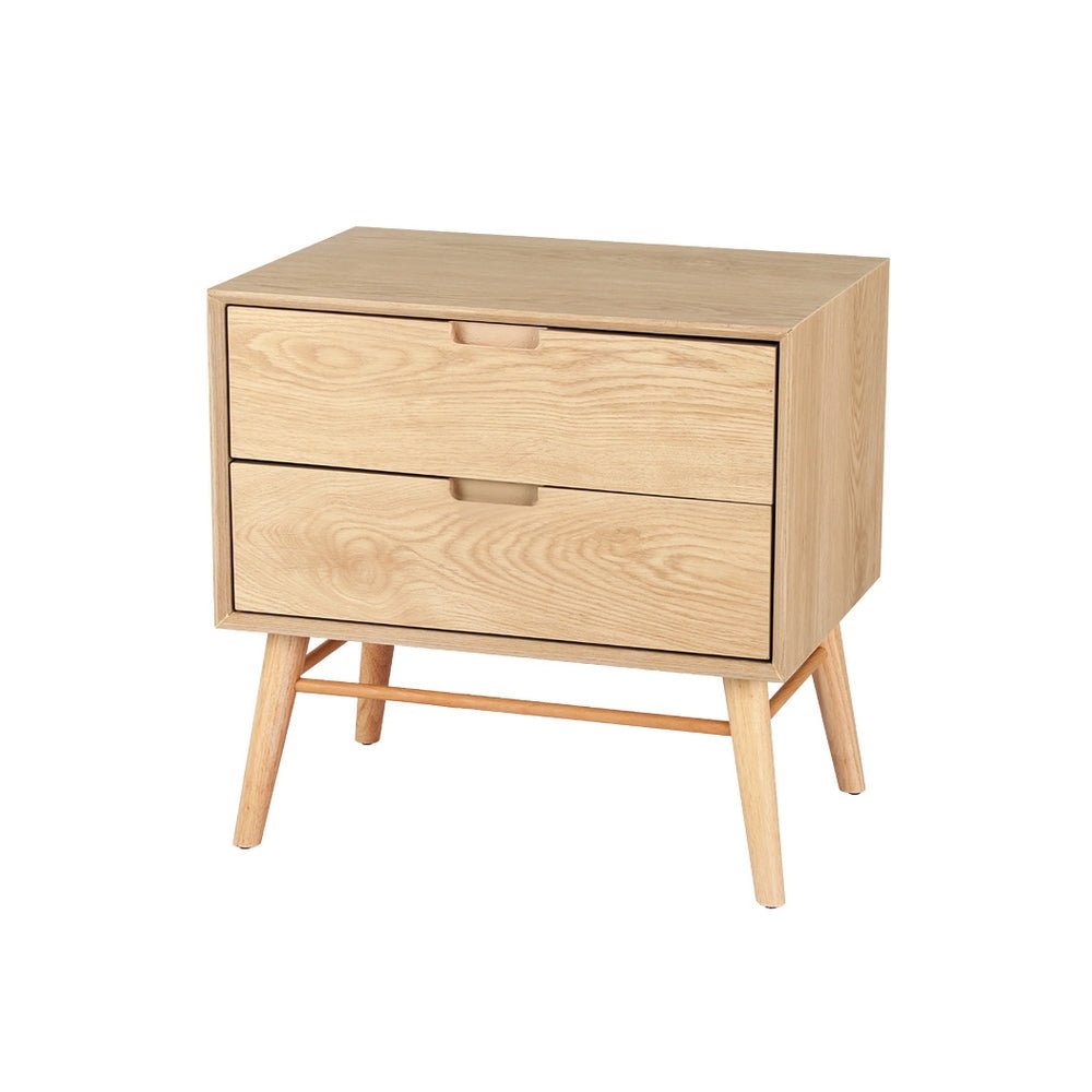 Artiss Bedside Table Drawers Side End Table Storage Cabinet Nightstand Oak GINO - Furniture > Bedroom > Bedside Tables - Bedzy Australia