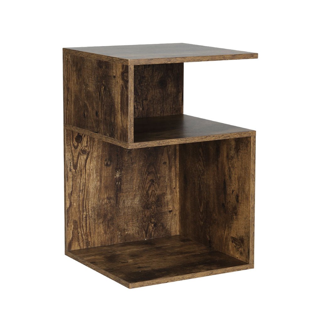 Artiss Bedside Table Shelves Side End Table Storage Nightstand Rust Oak UMENI - Furniture > Living Room > Bookcases & Shelves - Bedzy Australia