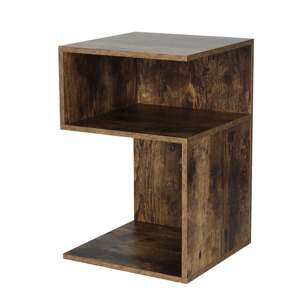 Artiss Bedside Table Shelves Side End Table Storage Nightstand Rust Oak UMENI - Furniture > Living Room > Bookcases & Shelves - Bedzy Australia