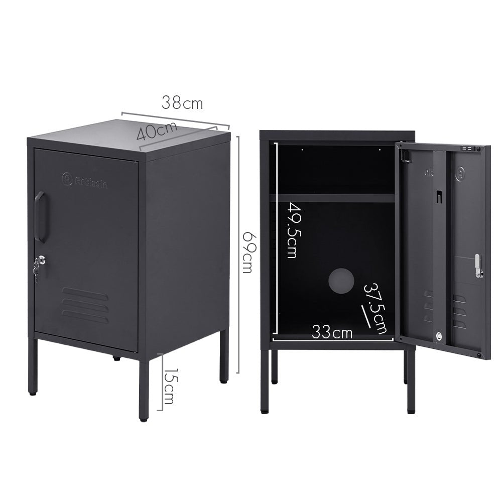 ArtissIn Bedside Table Metal Cabinet - Black - Furniture > Bedroom > Bedside Tables - Bedzy Australia