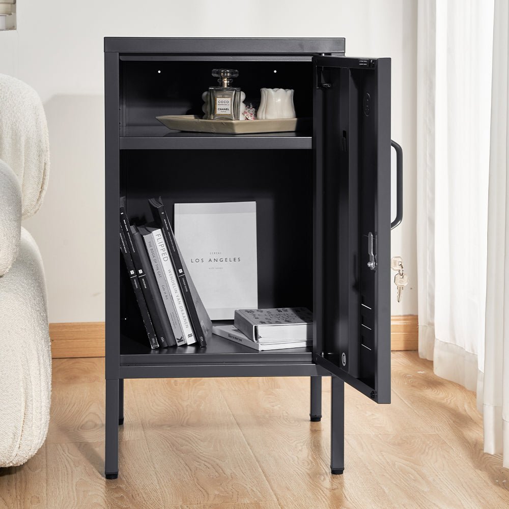 ArtissIn Bedside Table Metal Cabinet - Black - Furniture > Bedroom > Bedside Tables - Bedzy Australia