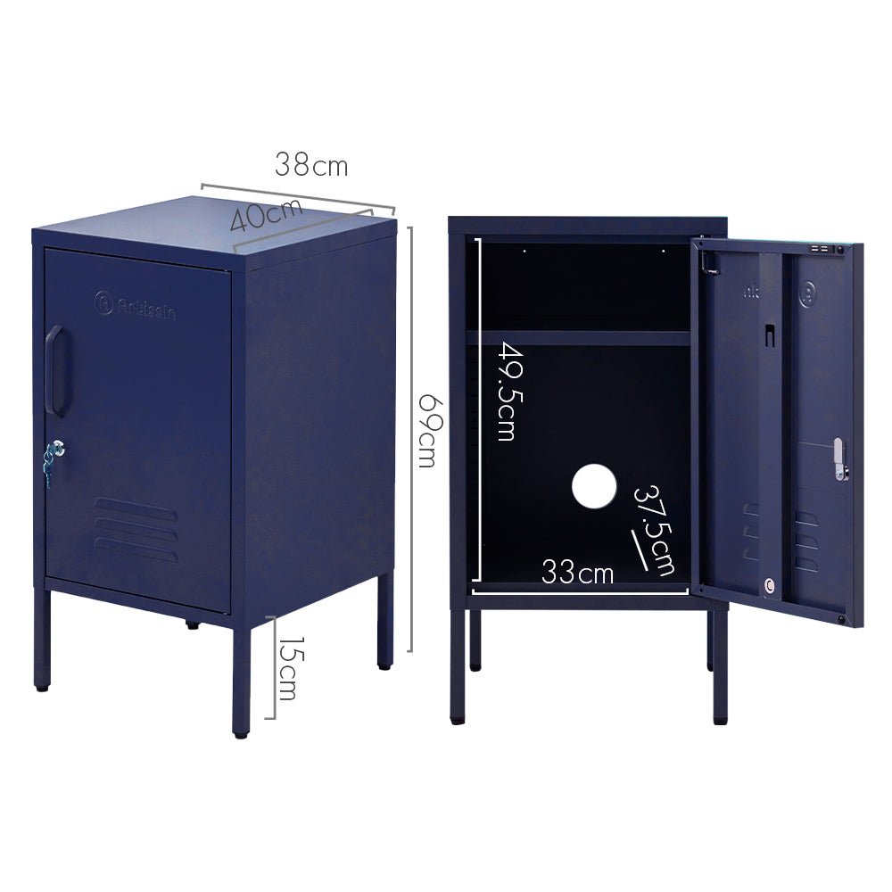 ArtissIn Bedside Table Metal Cabinet - Blue - Furniture > Bedroom > Bedside Tables - Bedzy Australia