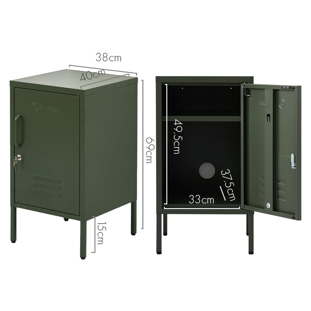 ArtissIn Bedside Table Metal Cabinet - Green - Furniture > Bedroom > Bedside Tables - Bedzy Australia