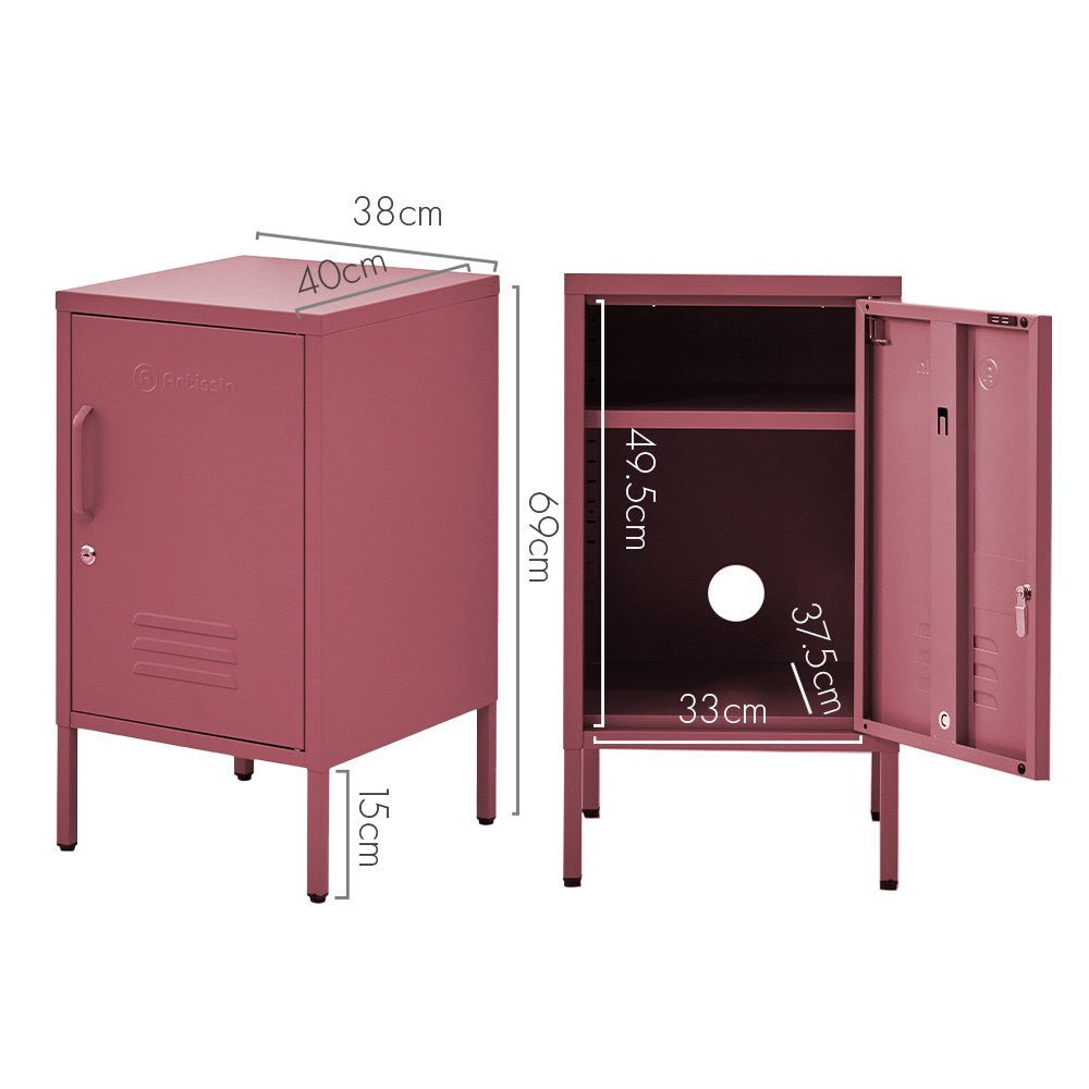 ArtissIn Bedside Table Metal Cabinet - MINI Pink - Furniture > Bedroom > Bedside Tables - Bedzy Australia