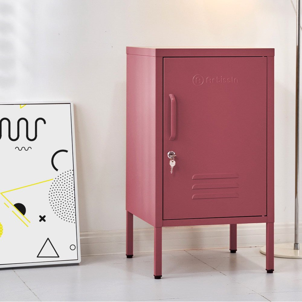 ArtissIn Bedside Table Metal Cabinet - MINI Pink - Furniture > Bedroom > Bedside Tables - Bedzy Australia