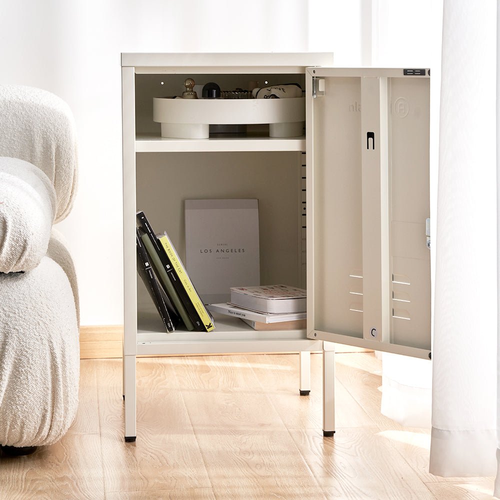 ArtissIn Bedside Table Metal Cabinet - White - Furniture > Bedroom > Bedside Tables - Bedzy Australia