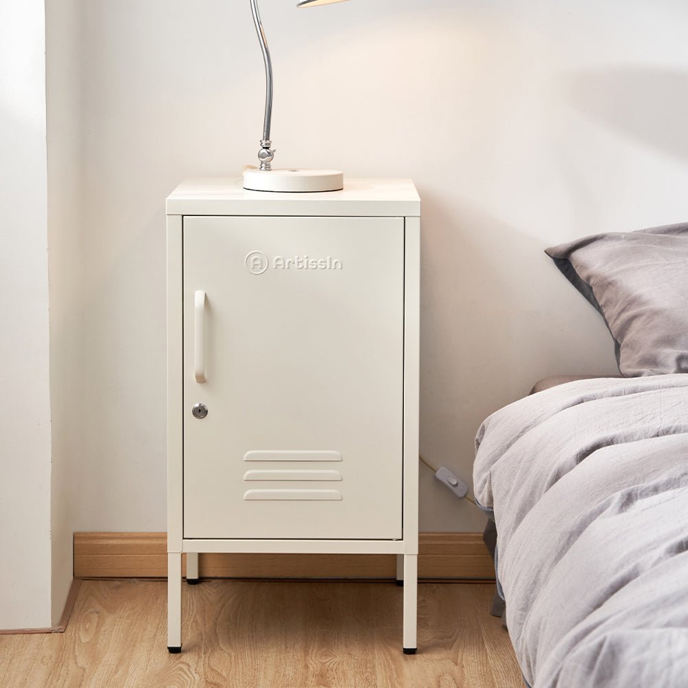 ArtissIn Bedside Table Metal Cabinet - White - Furniture > Bedroom > Bedside Tables - Bedzy Australia