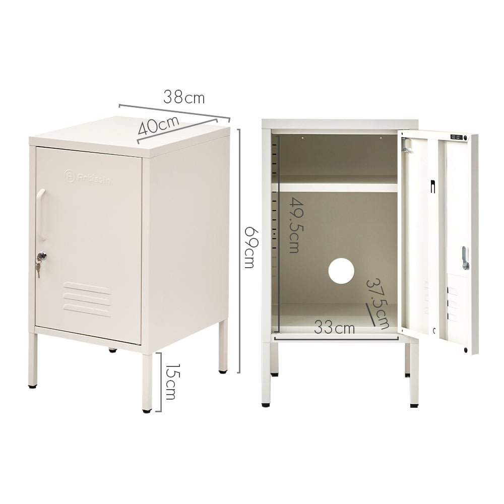 ArtissIn Bedside Table Metal Cabinet - White - Furniture > Bedroom > Bedside Tables - Bedzy Australia