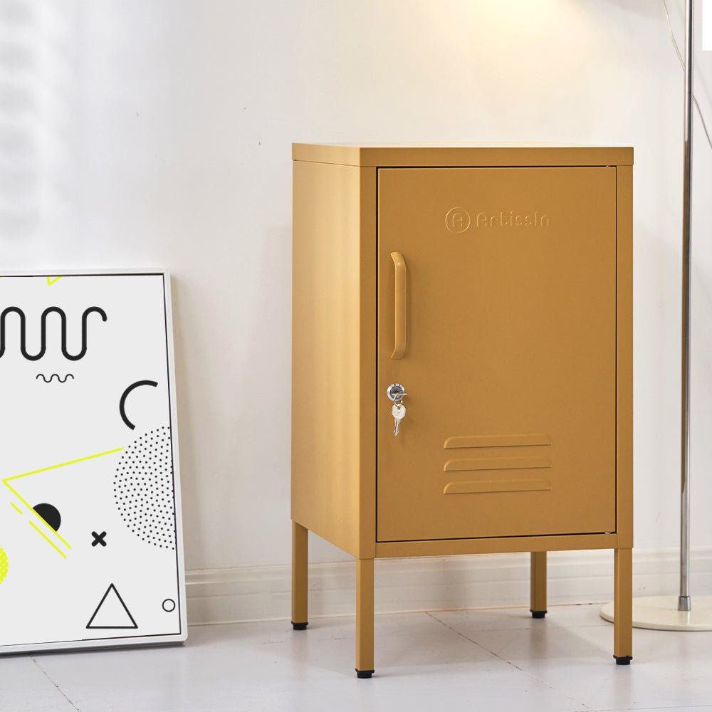 ArtissIn Bedside Table Metal Cabinet - Yellow - Furniture > Bedroom > Bedside Tables - Bedzy Australia