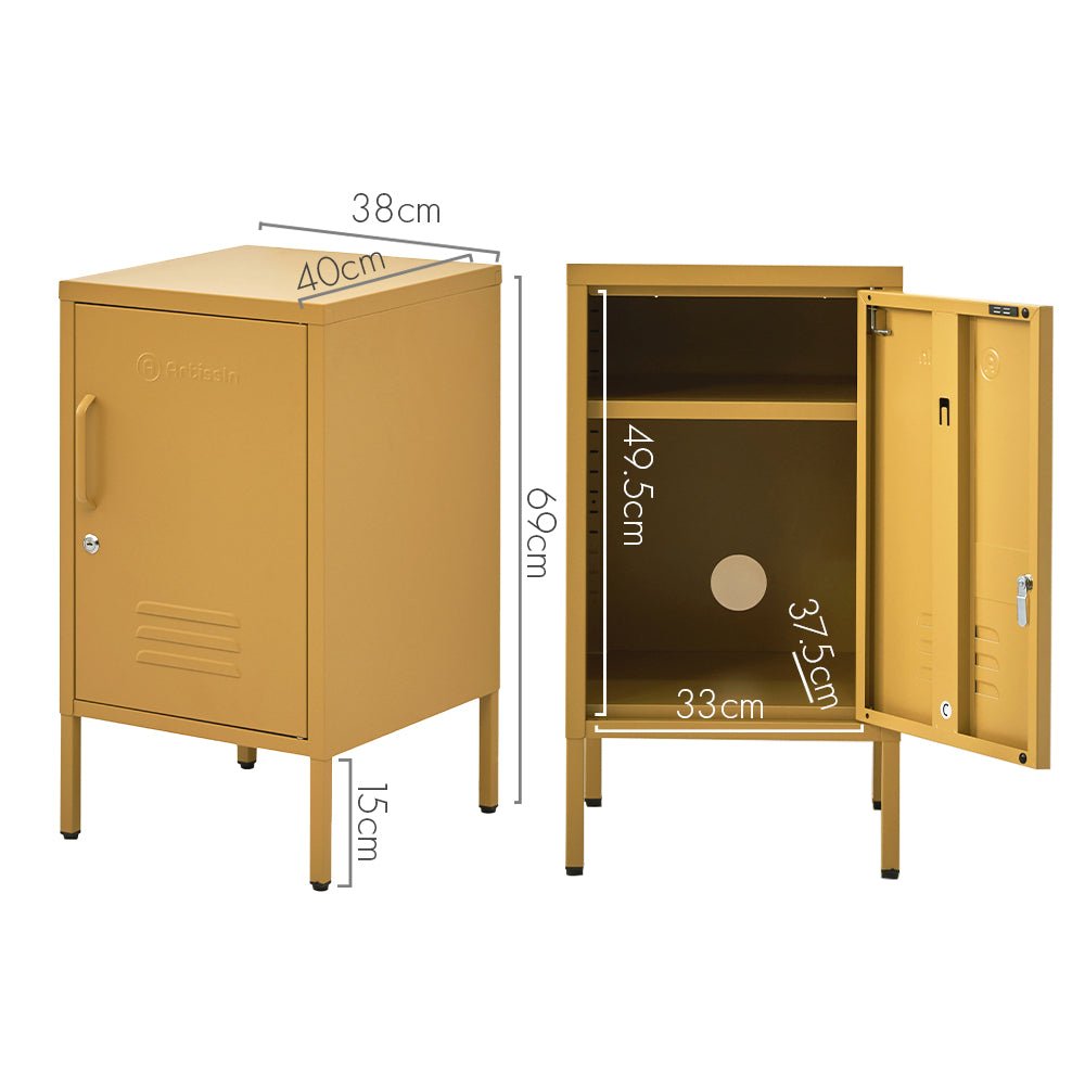 ArtissIn Bedside Table Metal Cabinet - Yellow - Furniture > Bedroom > Bedside Tables - Bedzy Australia