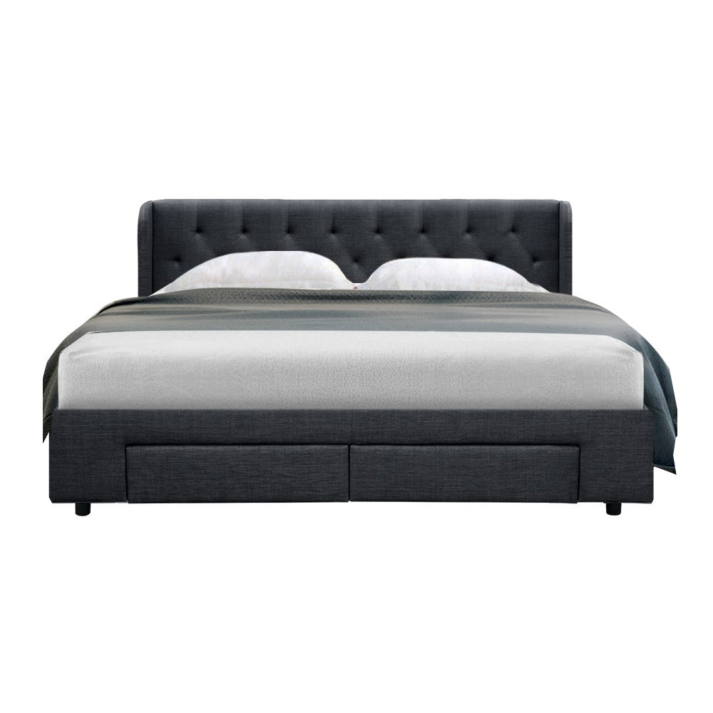 Avalon King Bed With Drawers Charcoal - Bedzy Australia