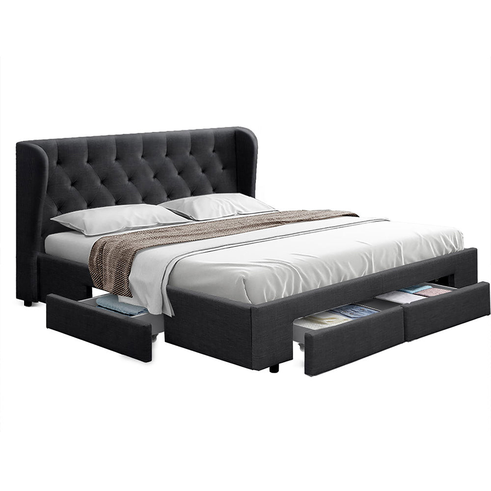 Avalon King Bed With Drawers Charcoal - Bedzy Australia