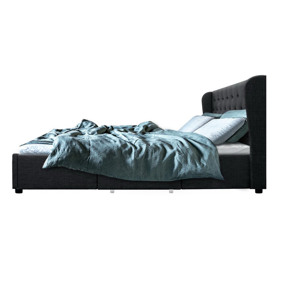 Avalon King Bed With Drawers Charcoal - Bedzy Australia