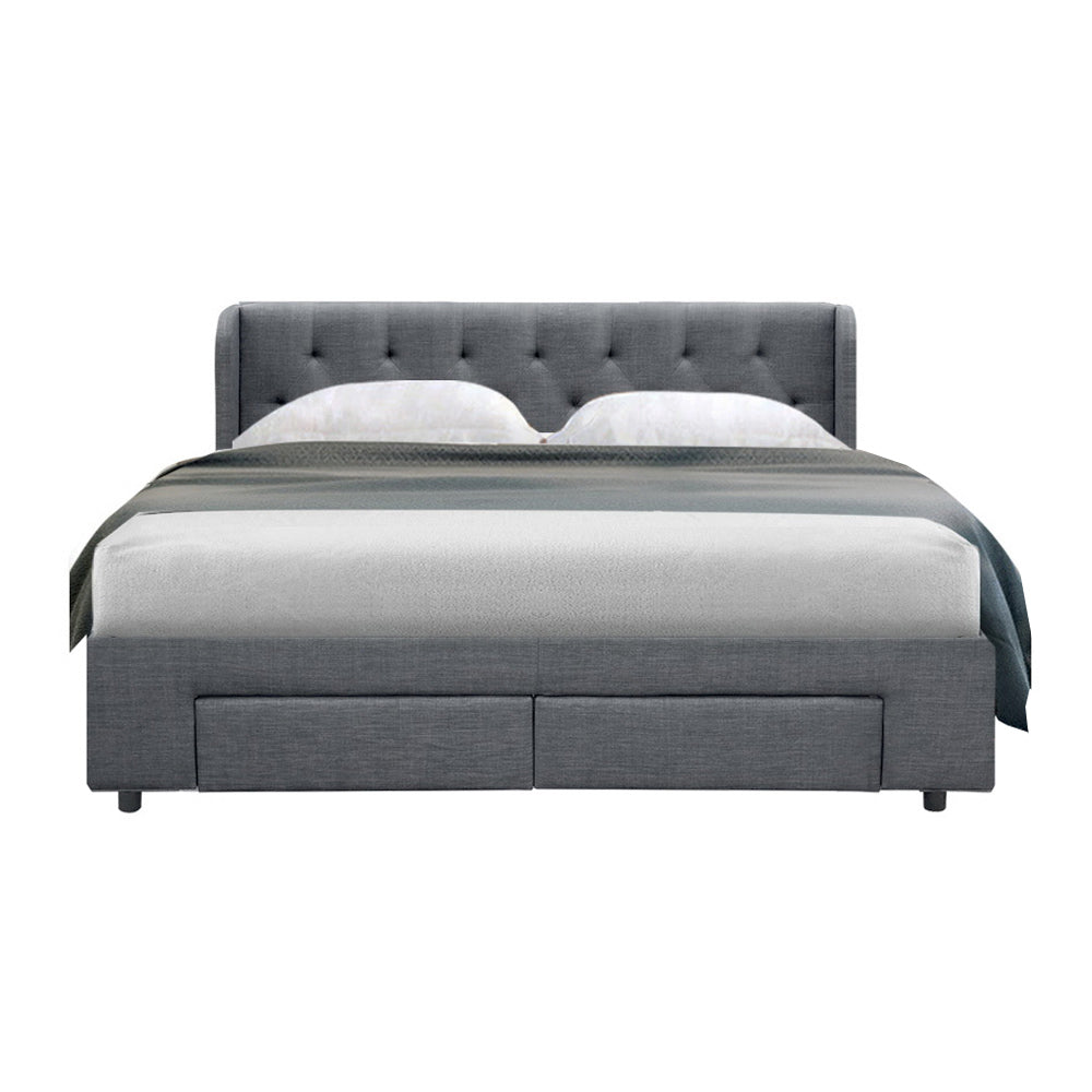 Avalon Queen Bed With Drawers Grey - Bedzy Australia