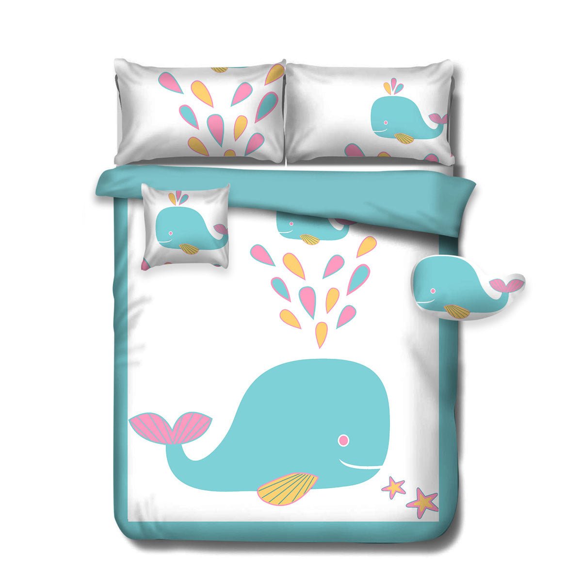 Baby Blue Whale Kids Advventure 4 Pcs Comforter Set Single - Home & Garden > Bathroom Accessories - Bedzy Australia