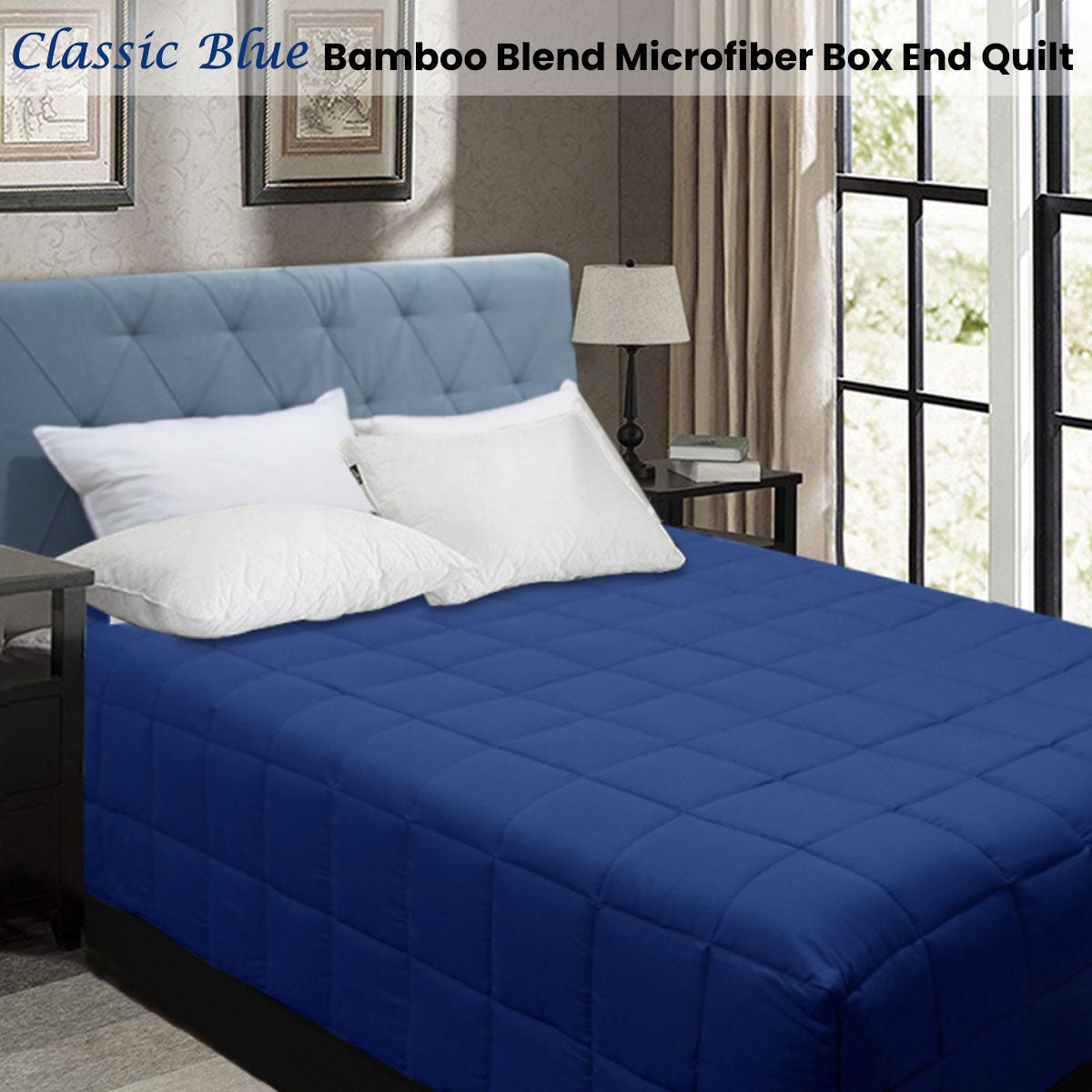 Bamboo Blend Microfiber Box End Quilt Classic Blue Double - Home & Garden > Bathroom Accessories - Bedzy Australia